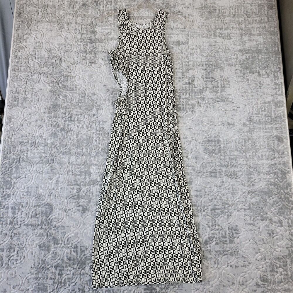 Paloma Wool Geoffrey Midi Dress Women's Small PW Monogram Print Asymmetrical